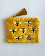 Load image into Gallery viewer, Mustard Velvet Bee Pouch
