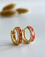 Load image into Gallery viewer, Gold Plated Orange Huggie Hoops

