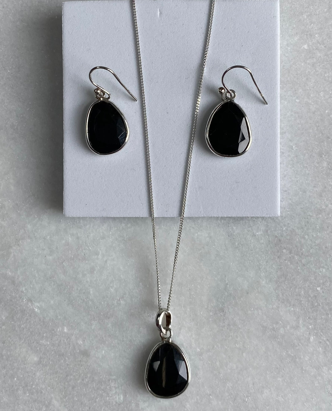 Sterling Silver And Onyx Set
