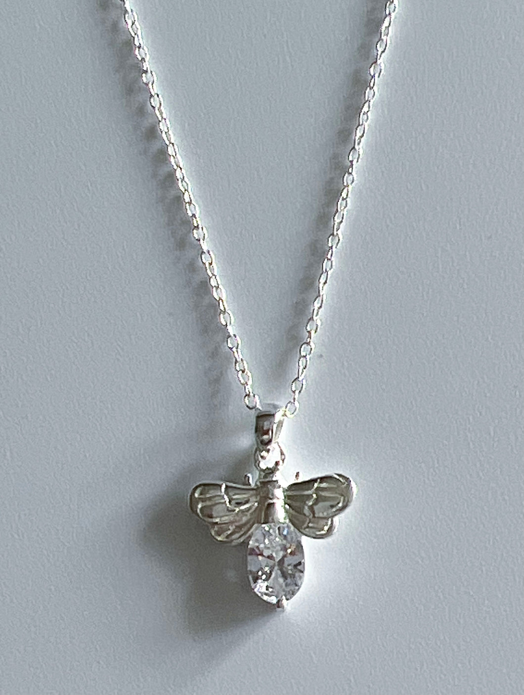 Sterling Silver And Crystal Bee Necklace