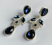 Load image into Gallery viewer, Navy And Silver Crystal Earrings
