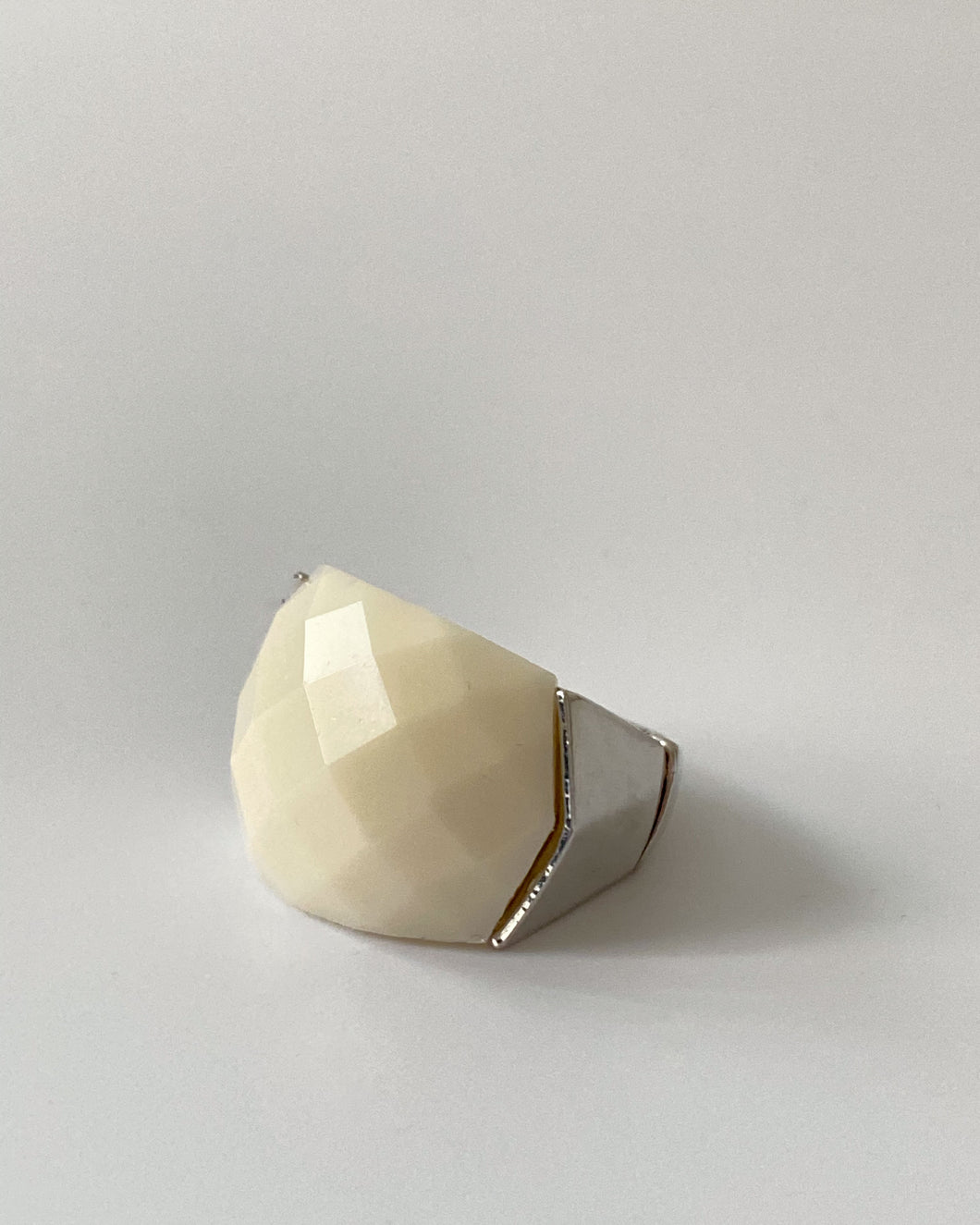 White Multifaceted Statement Ring