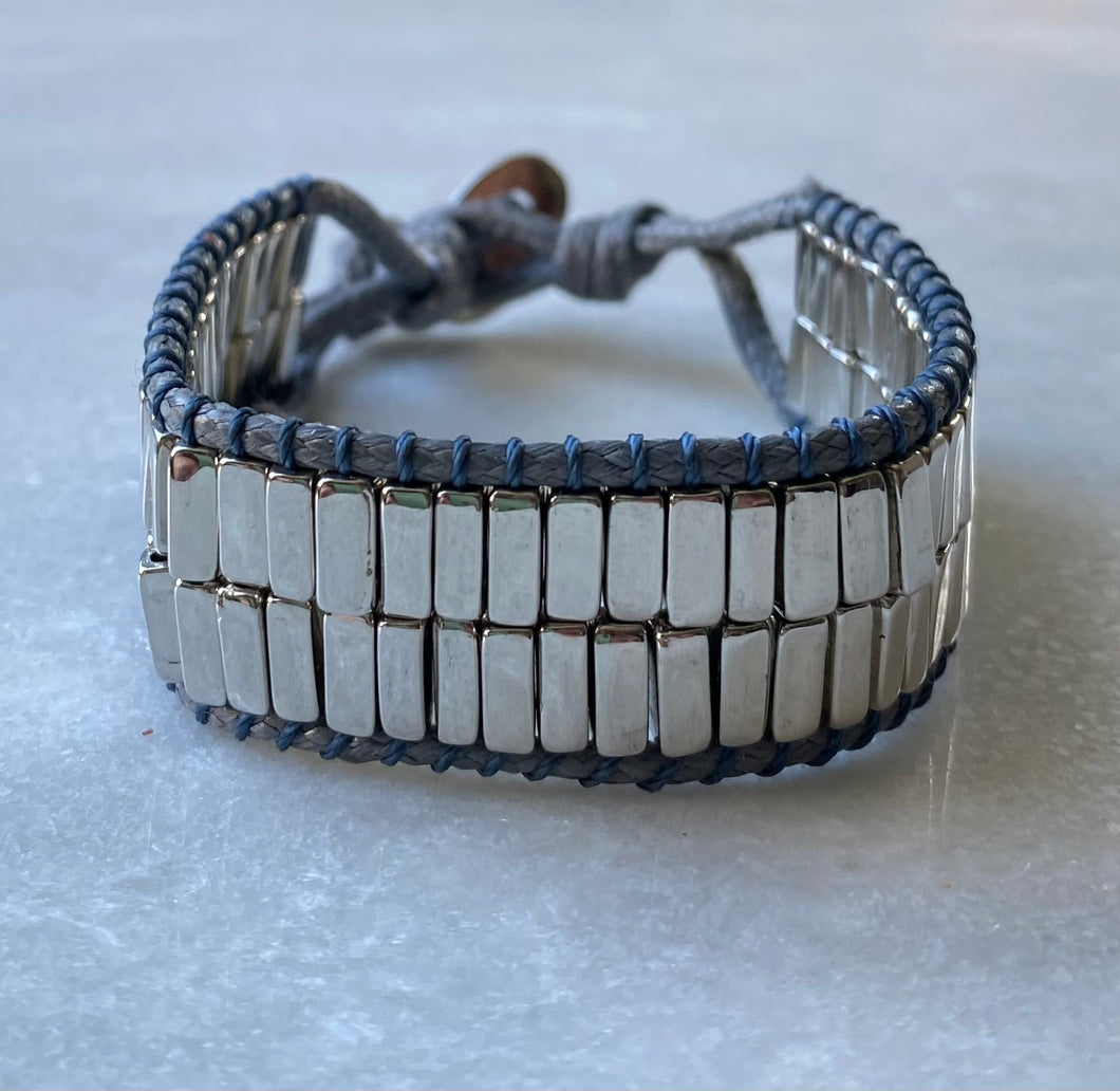 Friendship Bracelet In Leather And Metal