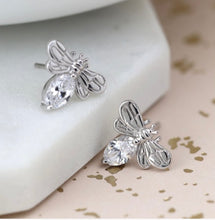 Load image into Gallery viewer, Sterling Silver Bee Stud Earrings
