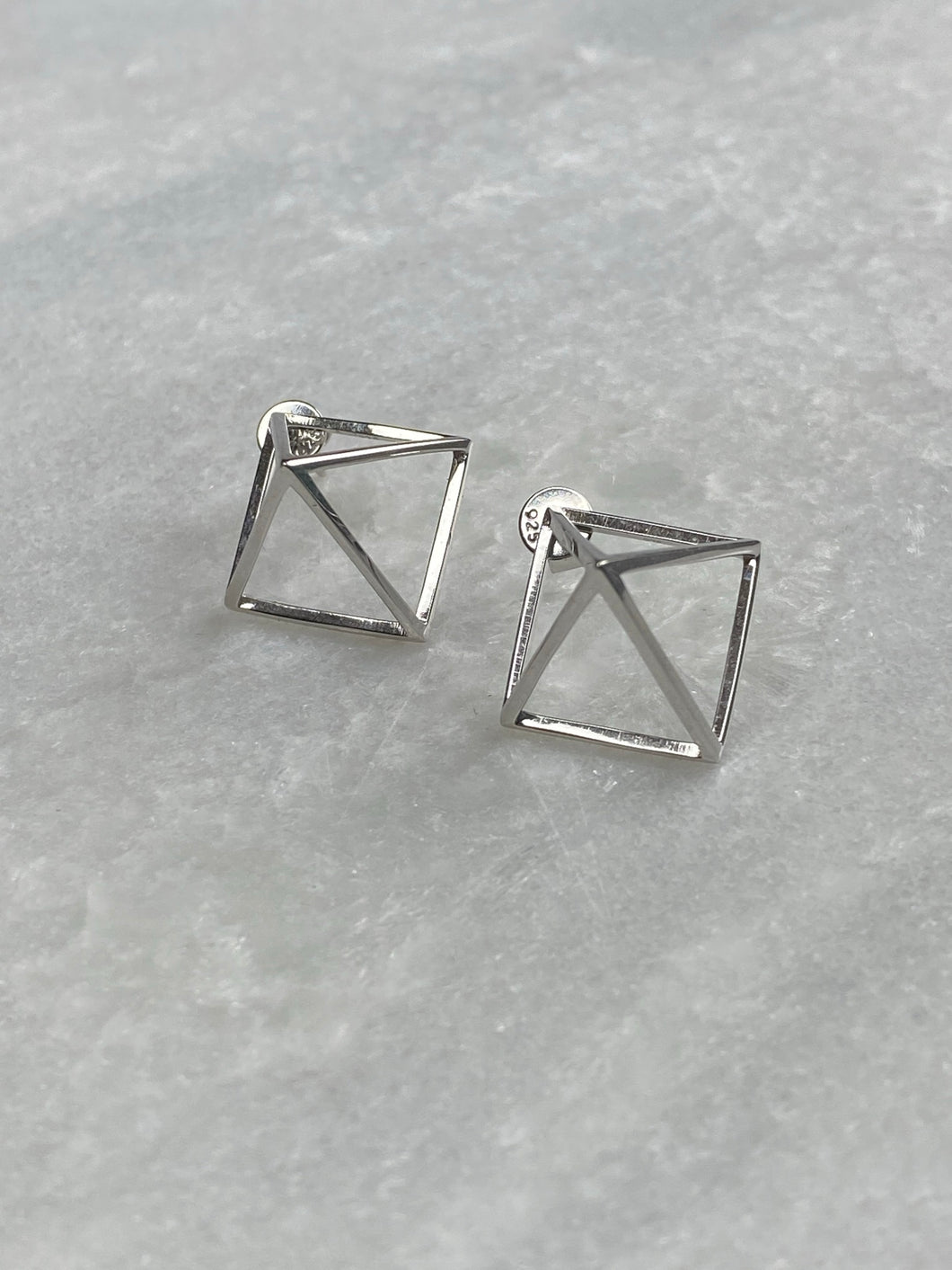 Silver Pyramid Earrings