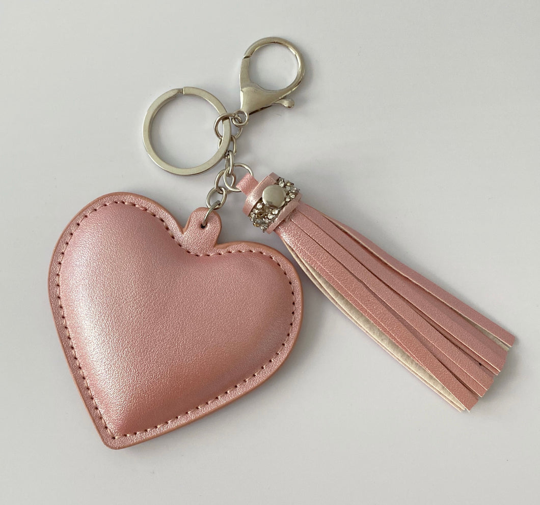 Pink Heart Tassel Key Ring- Bag Charm