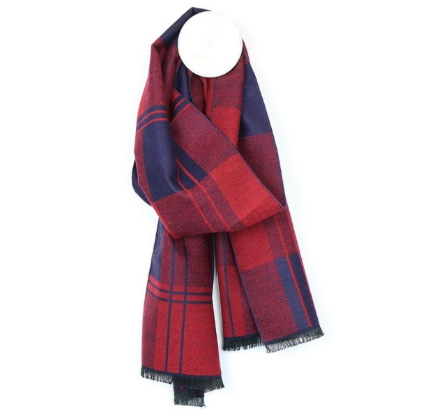 Red And Navy Check Scarf