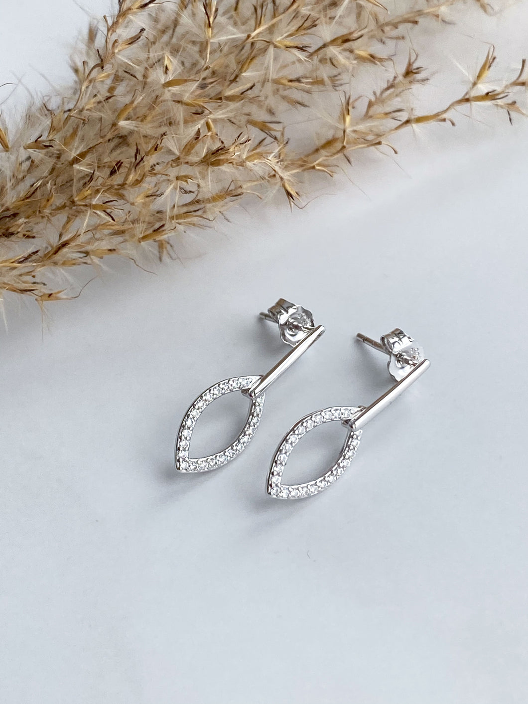 Silver And Cubic Zirconias Drop Earrings