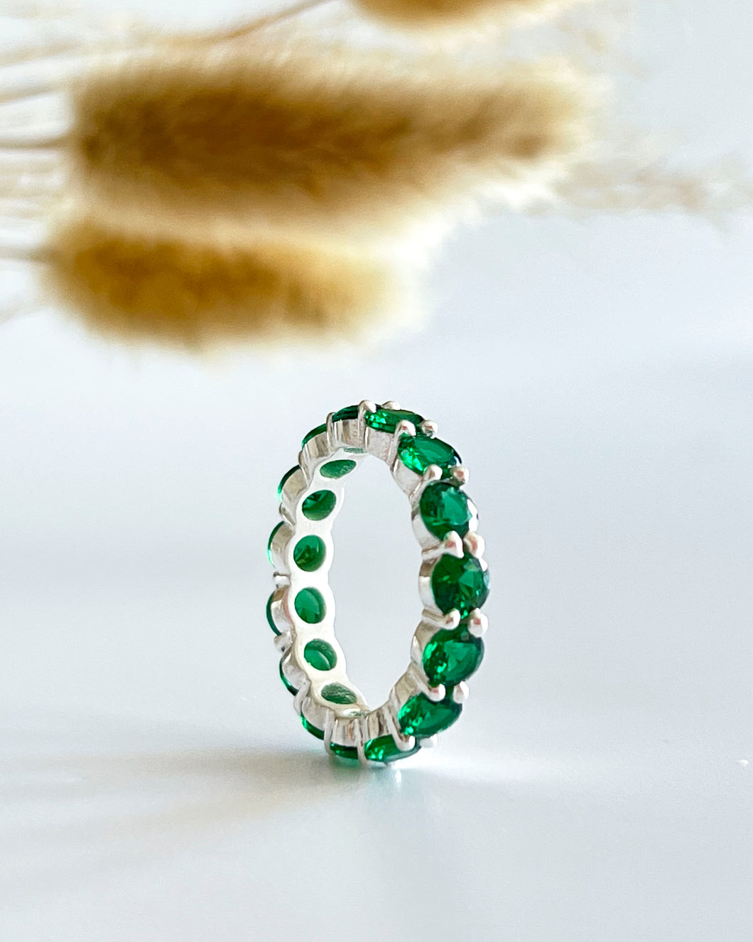 Green Round Emerald Topaz Ring