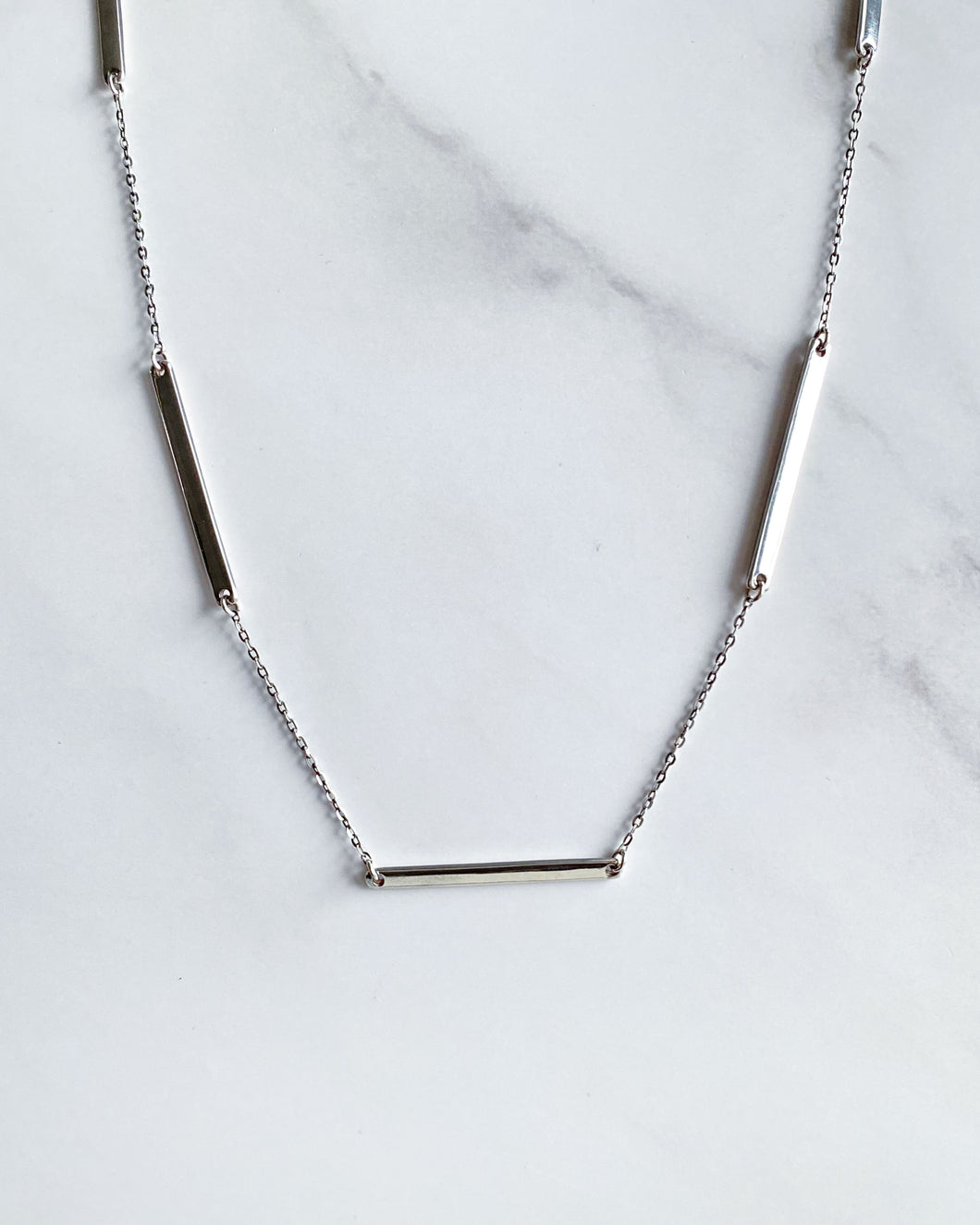 Silver Segments Long Necklace