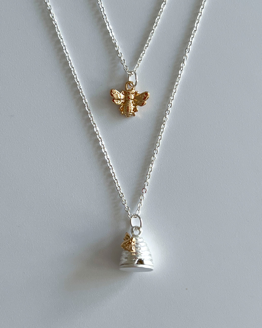 Silver Plated Layered Bee Necklace