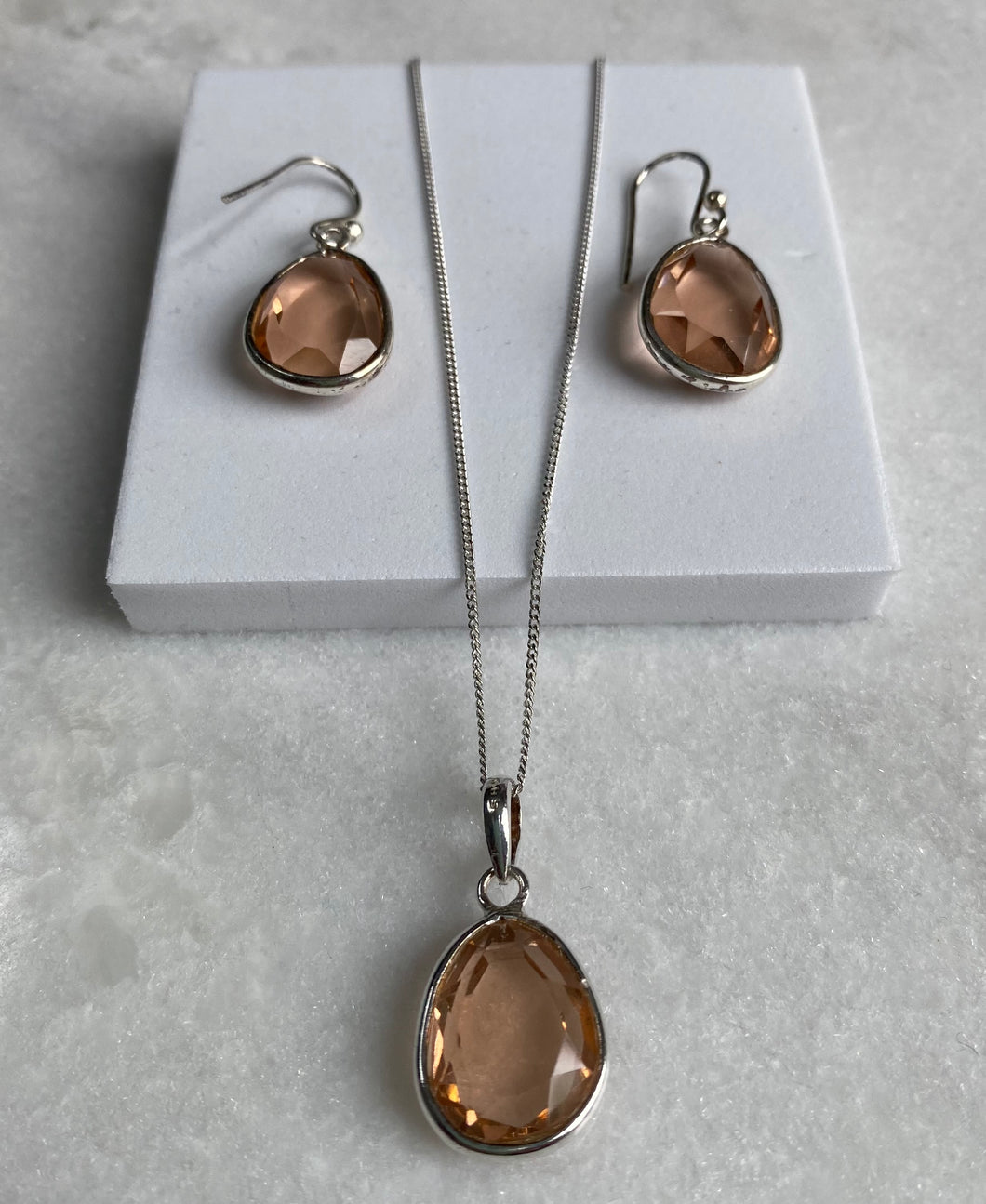 Sterling Silver And Light Peach Set