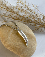 Load image into Gallery viewer, Polished Silver Tusk and Silver Necklace
