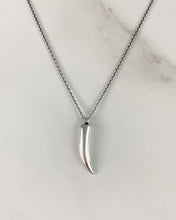 Load image into Gallery viewer, Polished Silver Tusk and Silver Necklace
