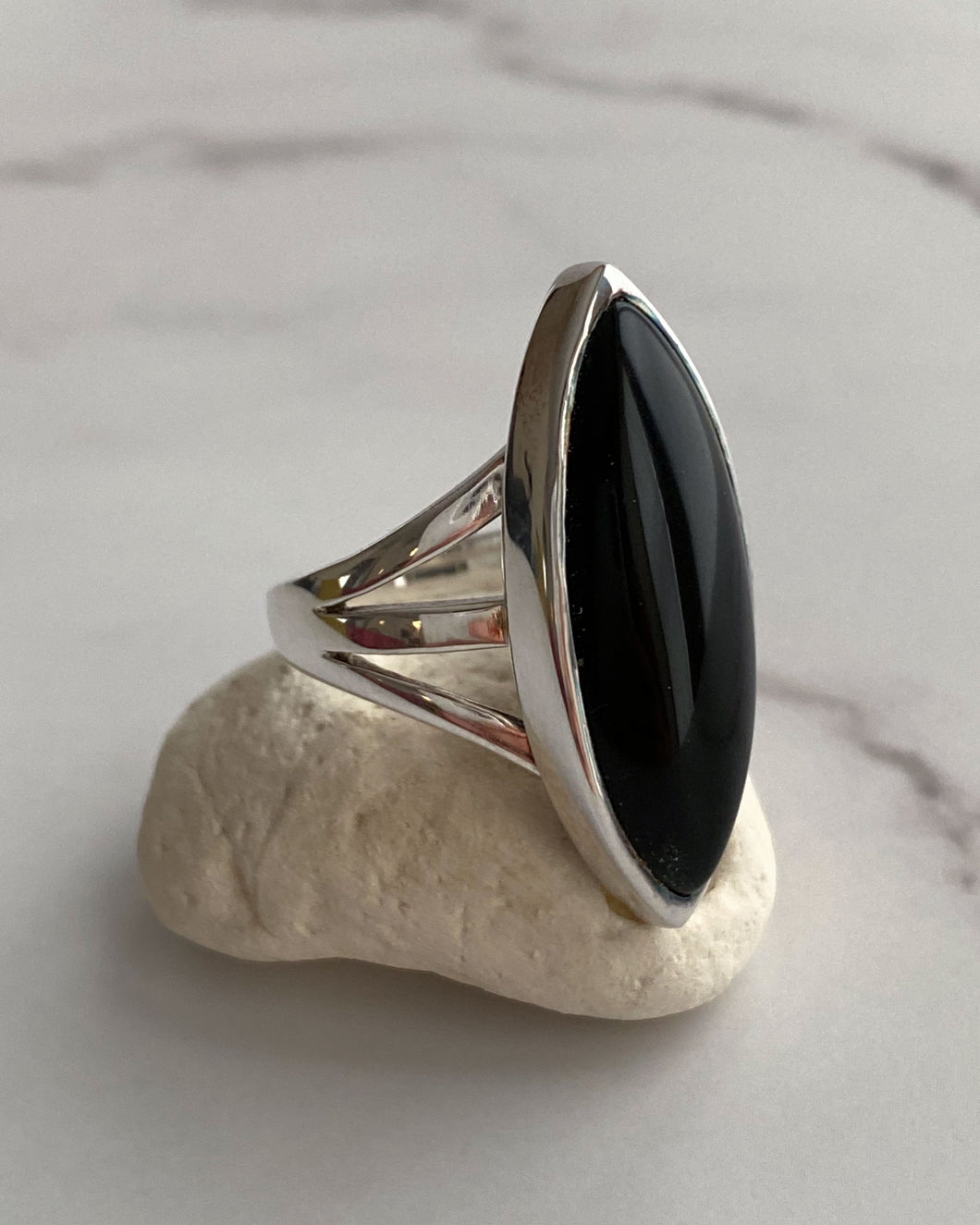 Black Marquise Onyx Ring