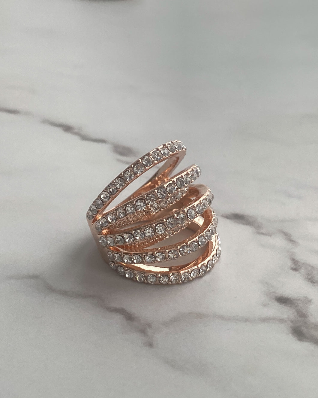 Rosegold Stainless Steel and Crystal Ring