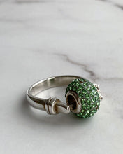 Load image into Gallery viewer, Silver Ring with Green Charm
