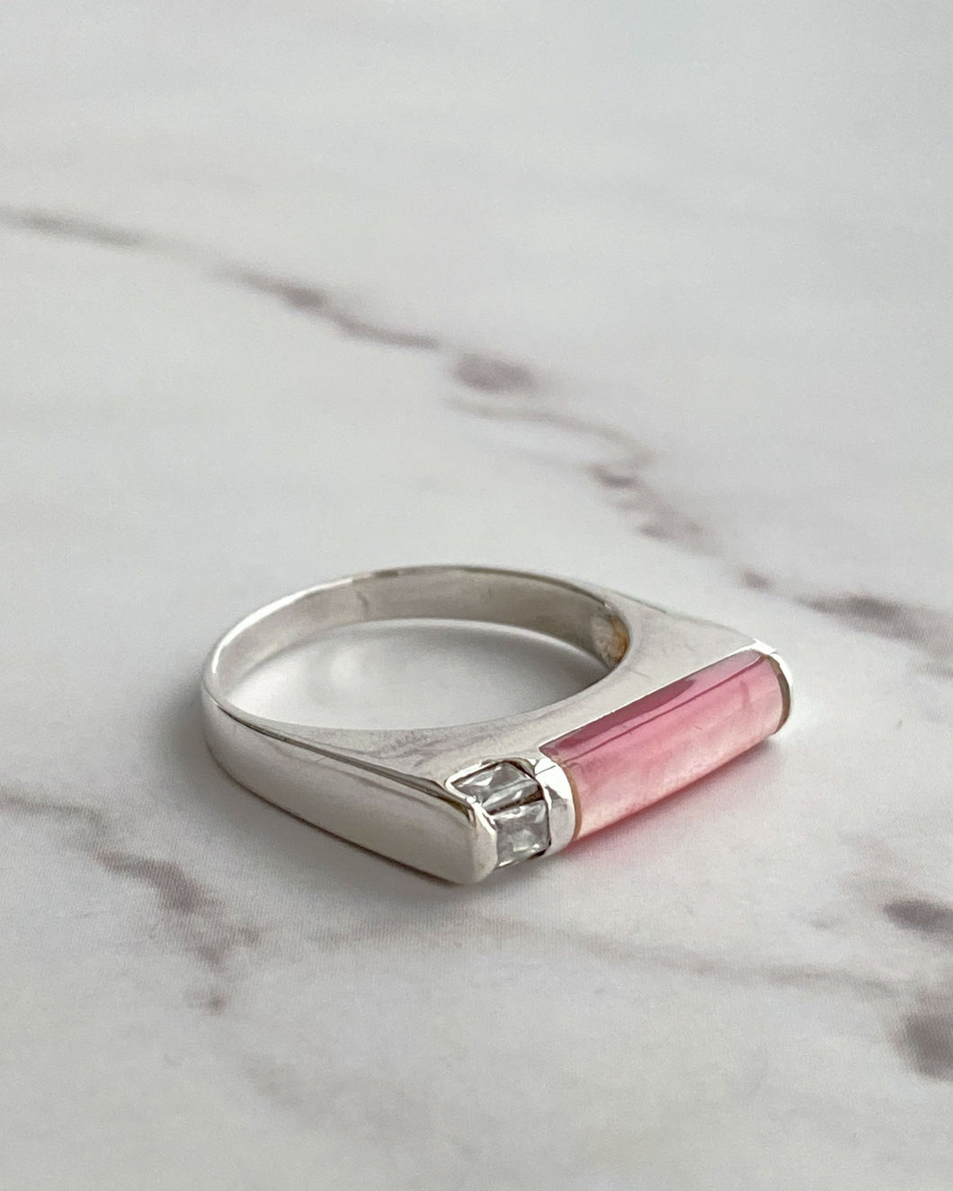 Square Front Pink Ring