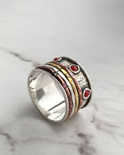 Load image into Gallery viewer, Meditation Ring with Red Stones

