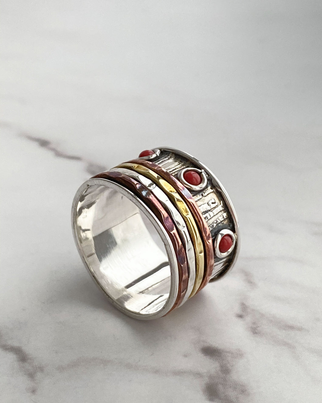 Meditation Ring with Red Stones