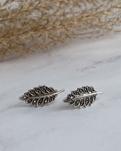 Load image into Gallery viewer, Marcasite and Silver Leaf Earrings
