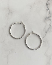 Load image into Gallery viewer, Silver Hammered Hoops
